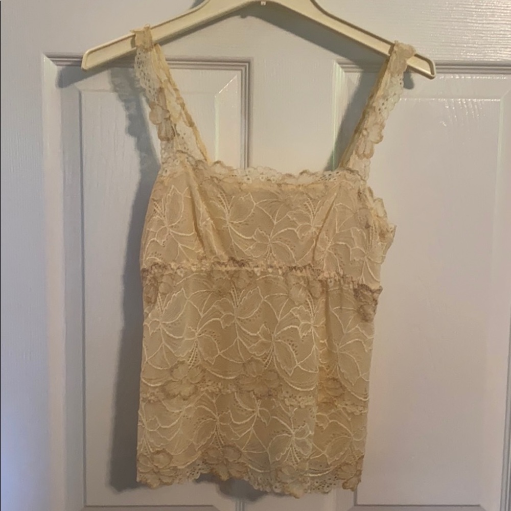 Banana Republic Cream Lacy Strap Flower Top